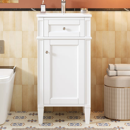 White French-style bathroom vanity with ceramic sink and soft-close doors by HouseOfZazla on Tampa Home & Garden Store