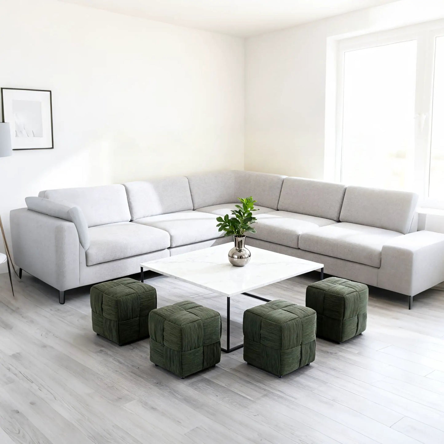 Modern Ottoman Foot Rest with Woven Design