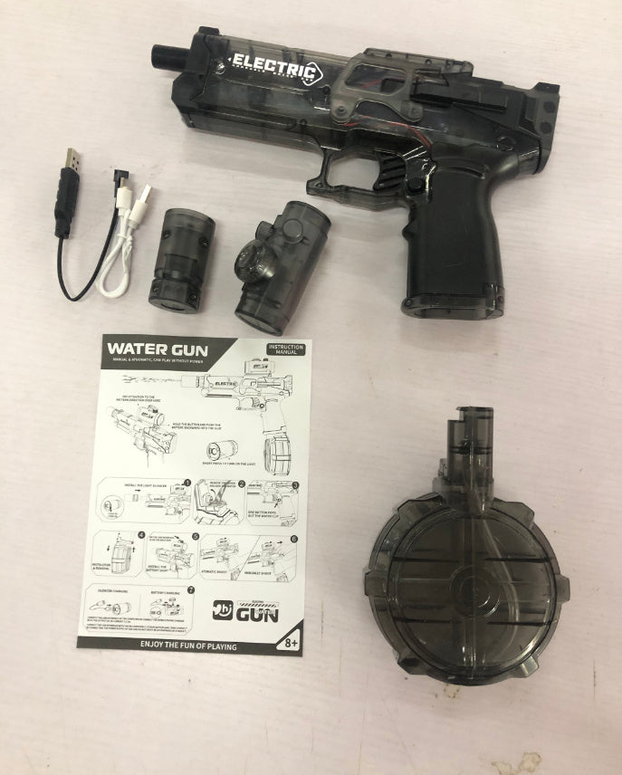 Fire Rat electric water pistol full automatic with transparent black body and large reservoir on Tampa Home & Garden Store