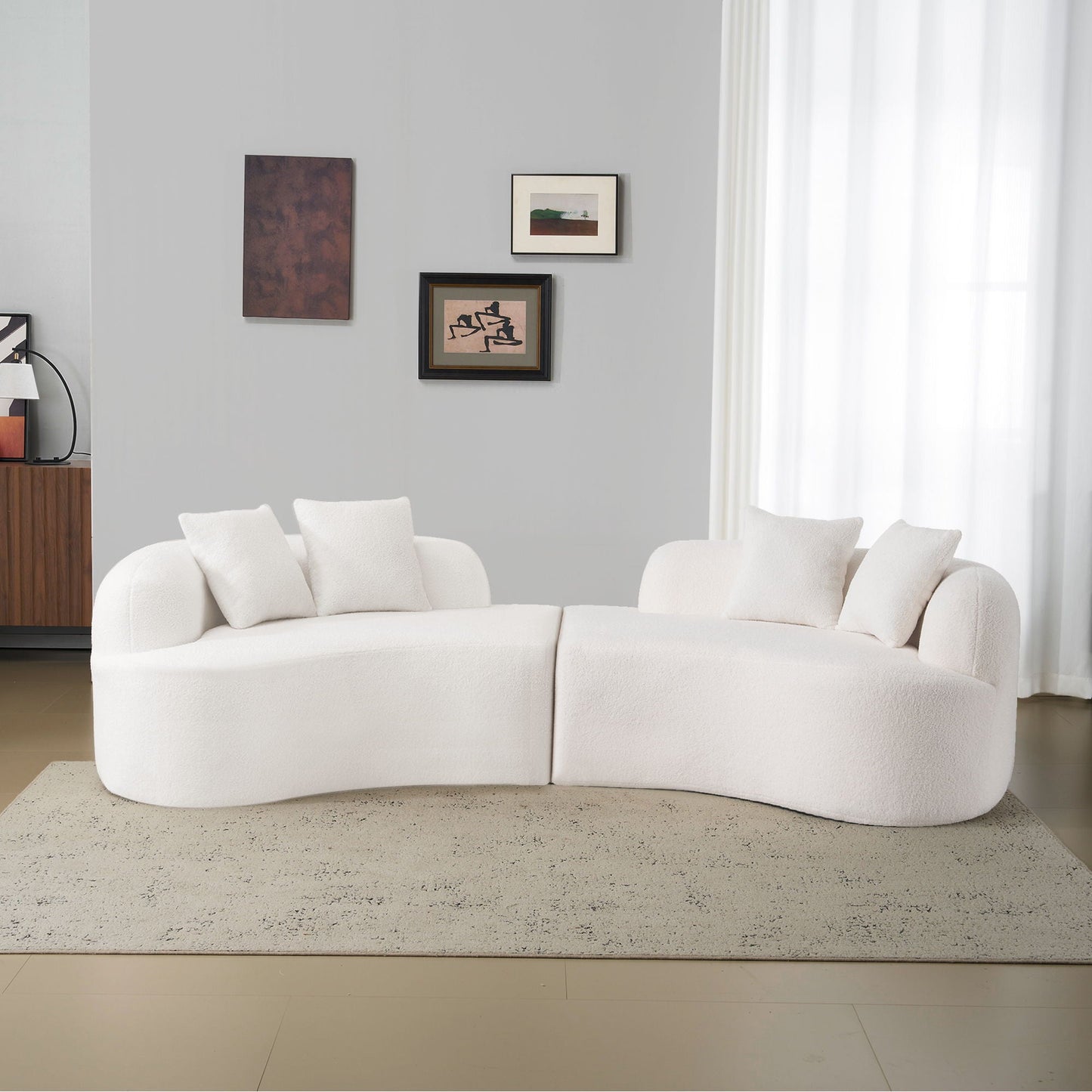 Curved 4 Seater Full Compression Sponge Sofa fabric with plush cushions HouseOfZazla Sofa on Tampa Home & Garden Store