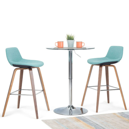 Randolph Bentwood counter/bar height stool set of 2 with teal fabric seats and wood legs on Tampa Home & Garden Store