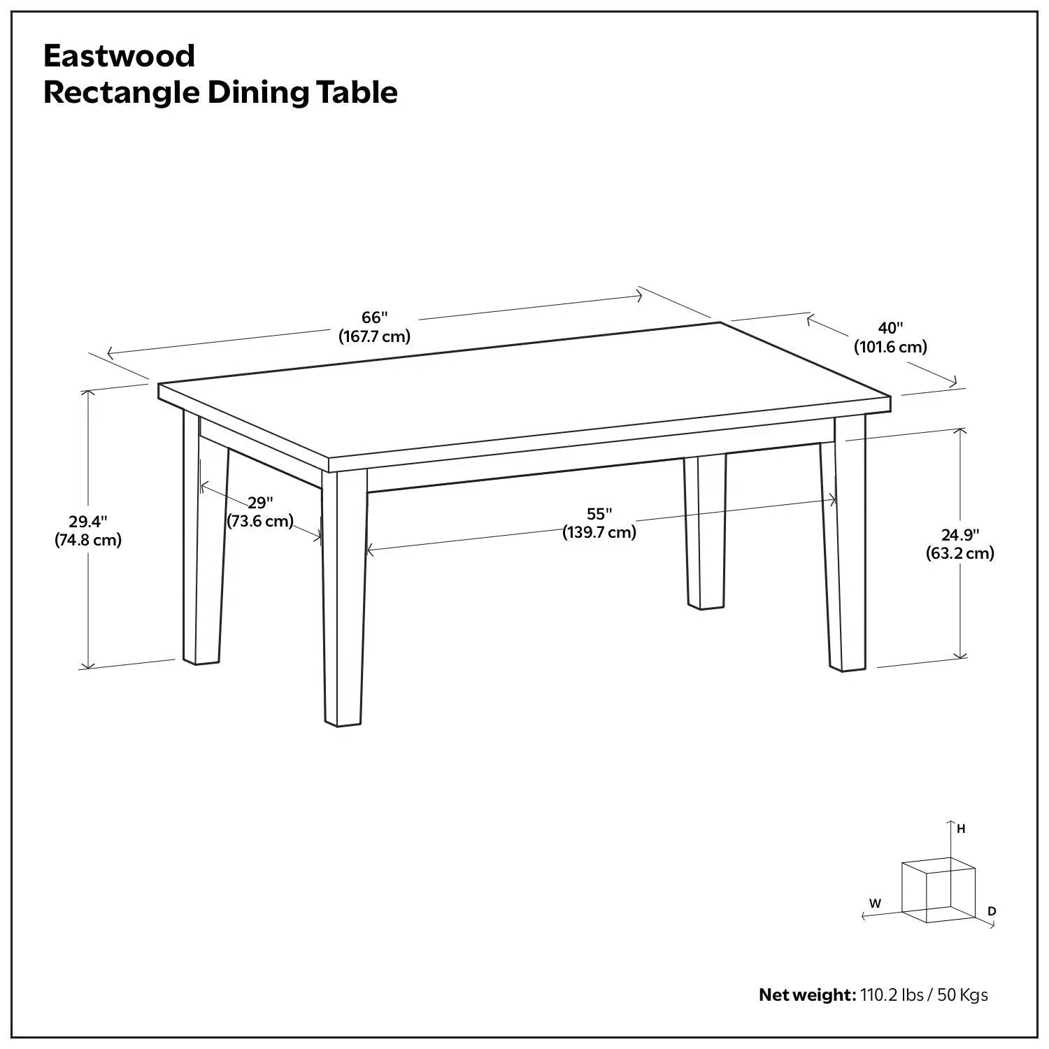 Eastwood Handcrafted Rectangle Dining Table by Unique Piece Furniture, 66in L x 40in W on Tampa Home & Garden Store
