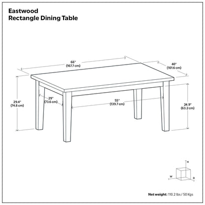 Rubberwood rectangular dining table with lacquer finish, 66in long x 40in wide by HouseOfZazla on Tampa Home & Garden Store
