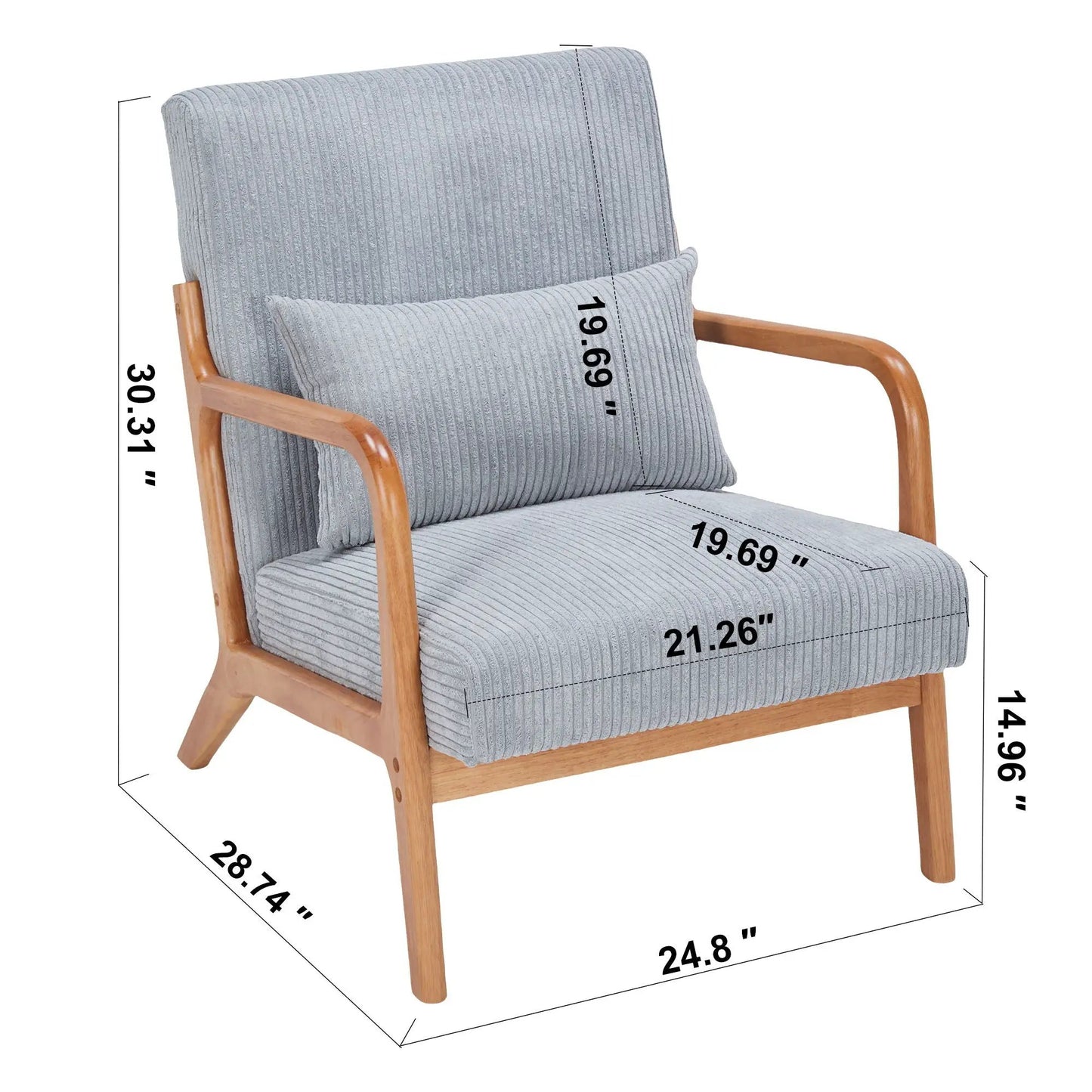 Accent arm chair with pillow upholstered in gray fabric wood frame Unique Piece Furniture on Tampa Home & Garden Store