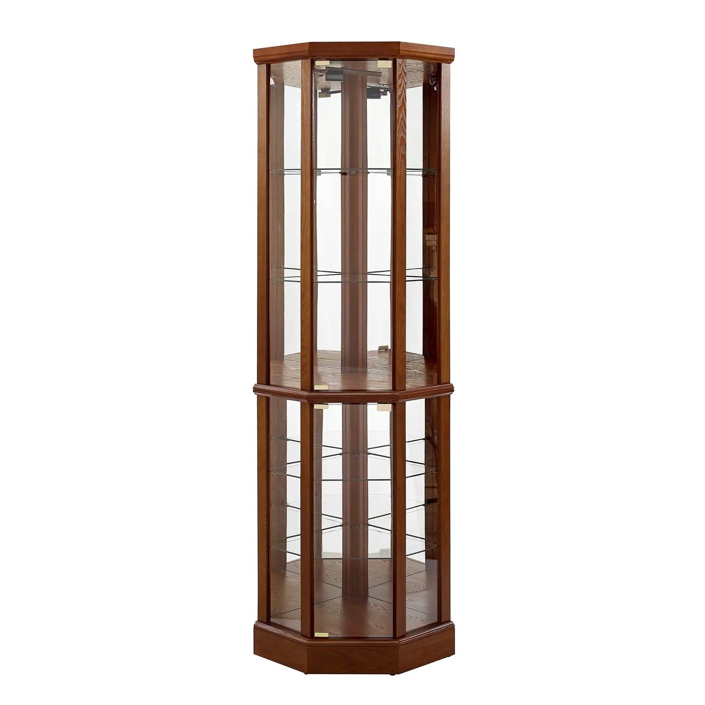 6-Shelf Lighted Corner Curio Cabinet with Adjustable Tempered Glass Shelves and Mirror Back on Tampa Home & Garden Store