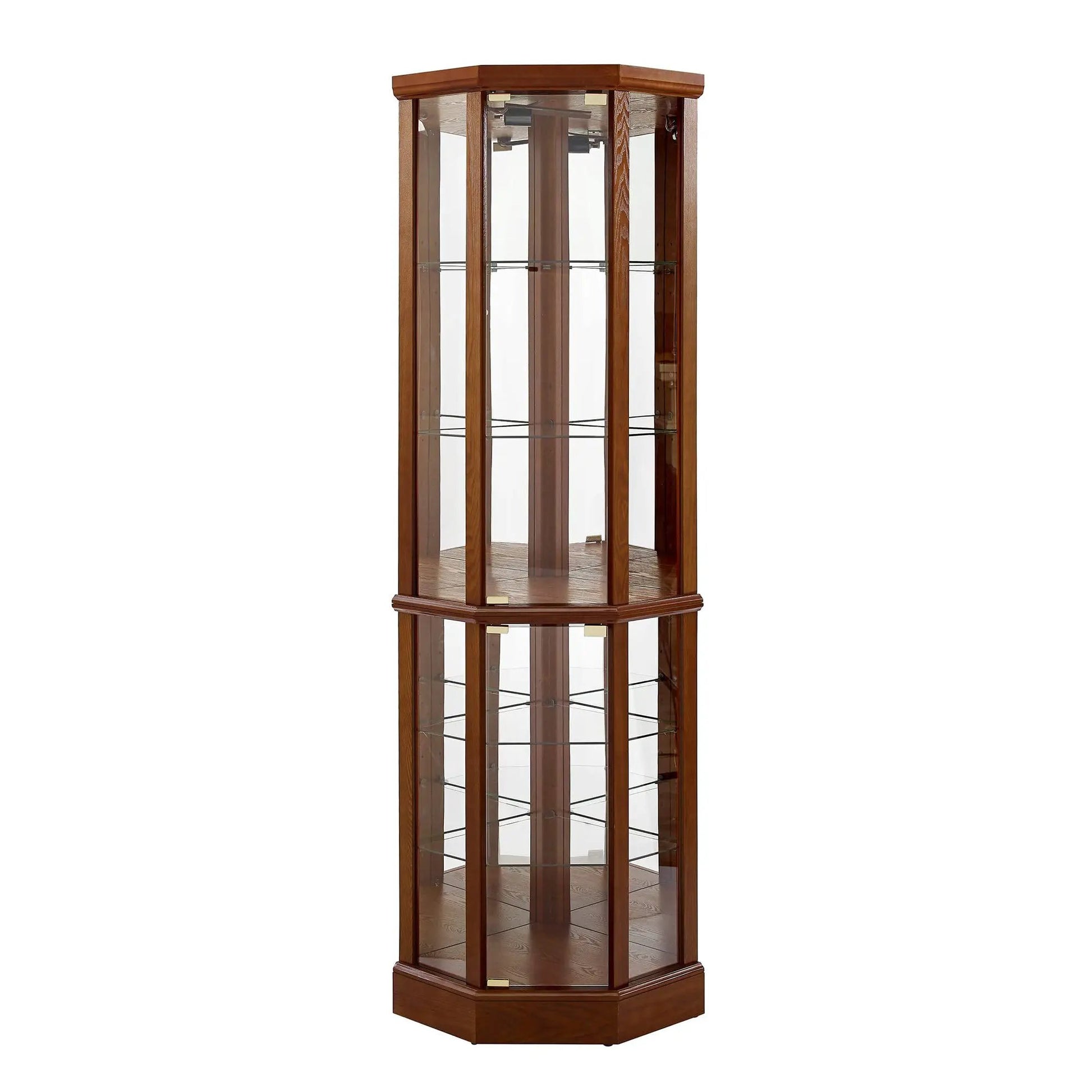 6-Shelf Lighted Corner Curio Cabinet with Adjustable Tempered Glass Shelves and Mirror Back on Tampa Home & Garden Store