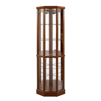 6-Shelf Lighted Corner Curio Cabinet with Adjustable Tempered Glass Shelves and Mirror Back on Tampa Home & Garden Store