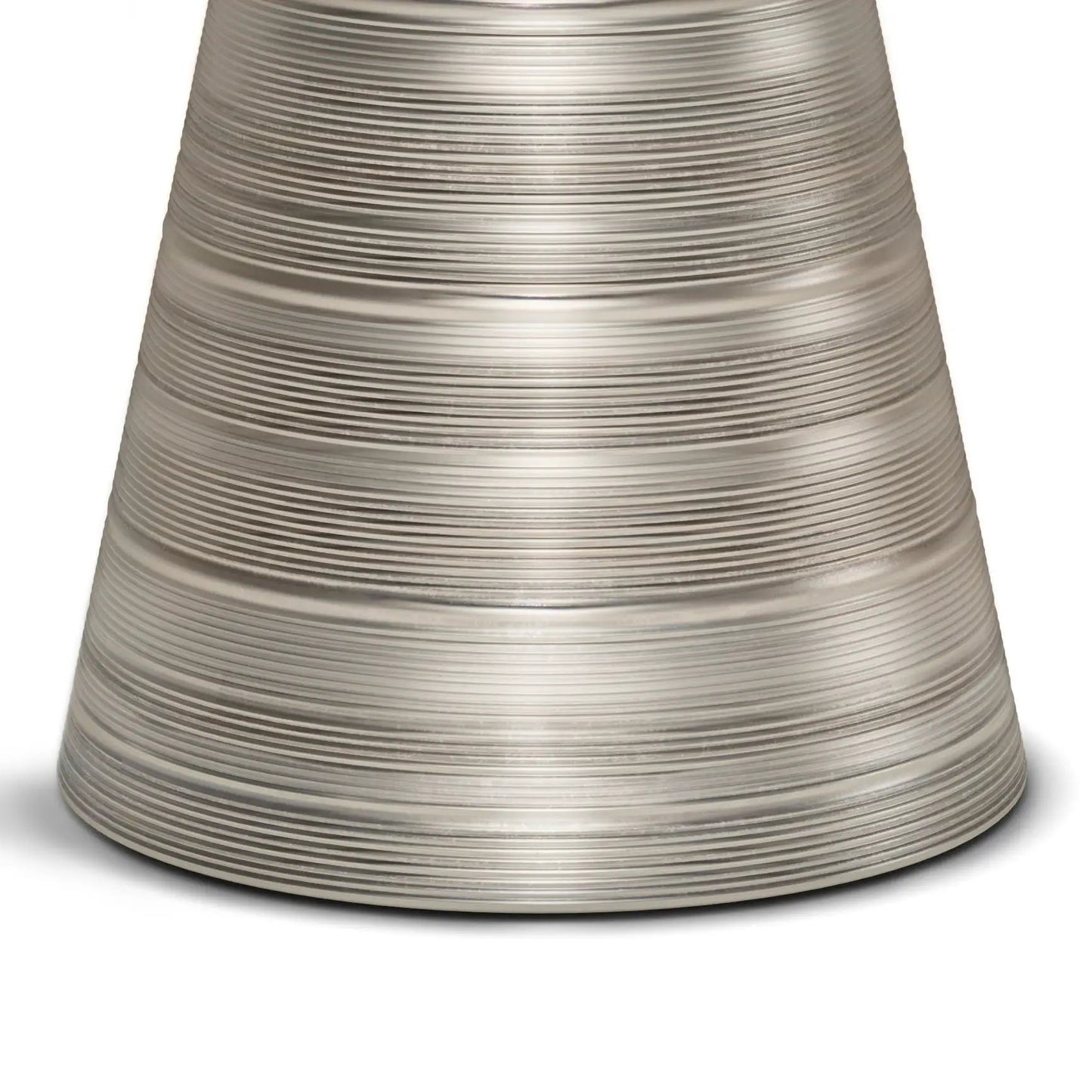 Sheridan Handcrafted metal accent table with ribbed silver finish on Tampa Home & Garden Store