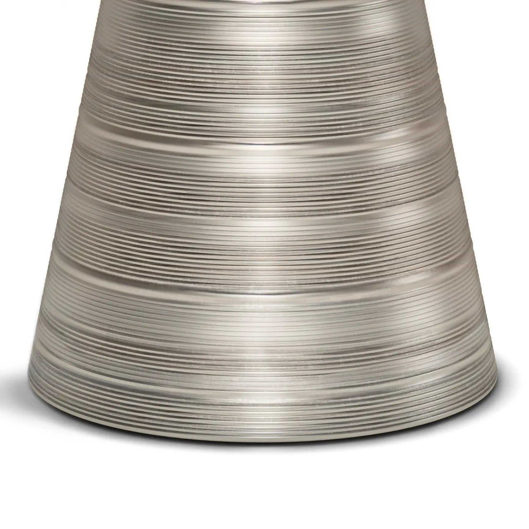 Sheridan Handcrafted metal accent table with ribbed silver finish on Tampa Home & Garden Store