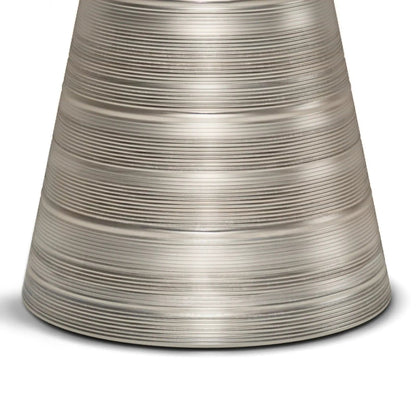 Sheridan Handcrafted metal accent table with ribbed silver finish on Tampa Home & Garden Store