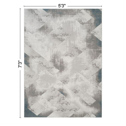 Area Rug Modern Geometric Ivory and Gray by HouseOfZazla on Tampa Home & Garden Store