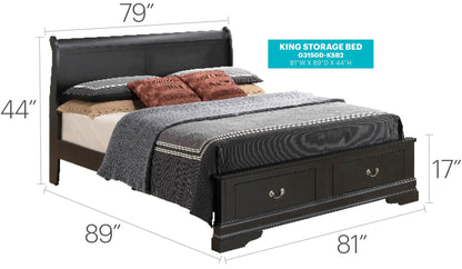Upholstered Sleigh Bed with Dovetail Drawers