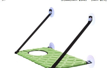 Cat hammock window perch in green quilted mat with two black straps and suction cup mounts on Tampa Home & Garden Store