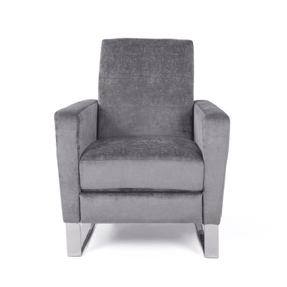Bolt upholstered recliner chair with gray fabric and stainless steel base on Tampa Home & Garden Store