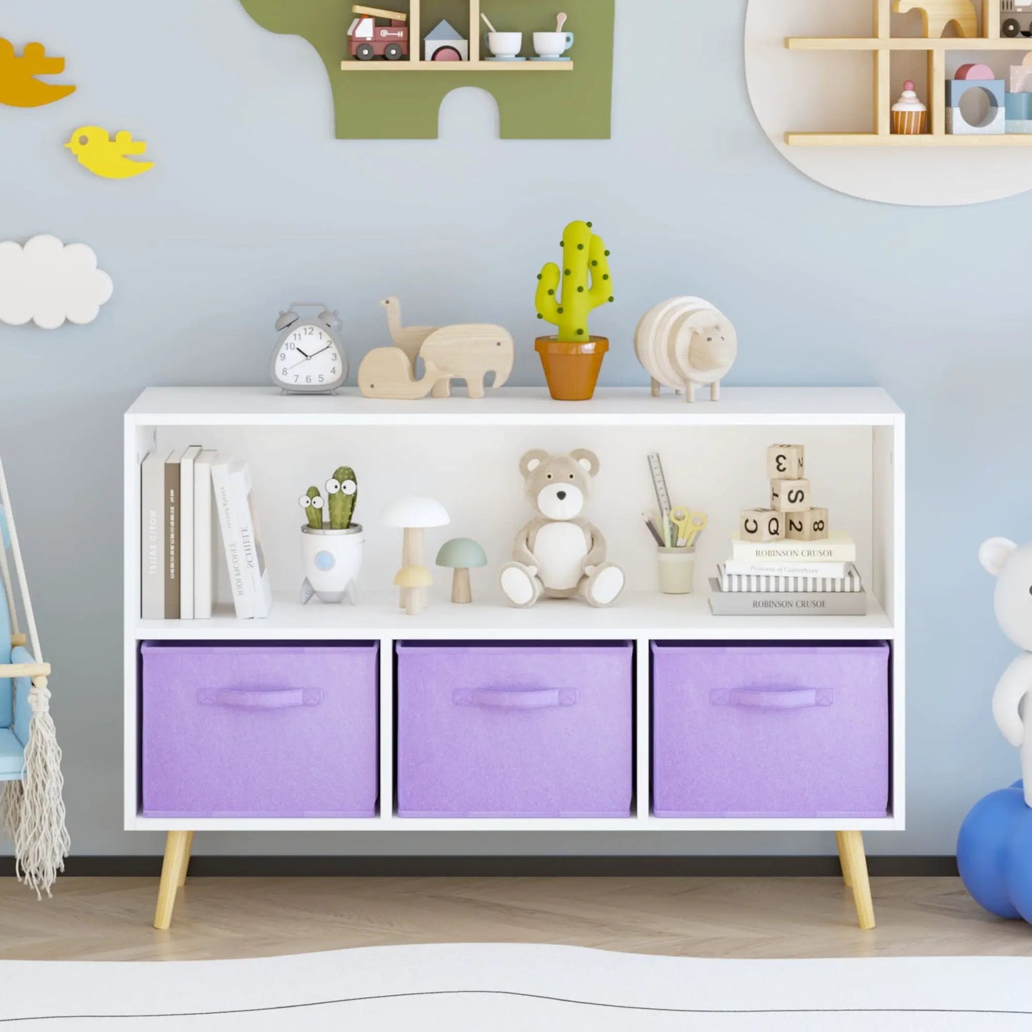 Bookcase with Collapsible Drawers Book Display