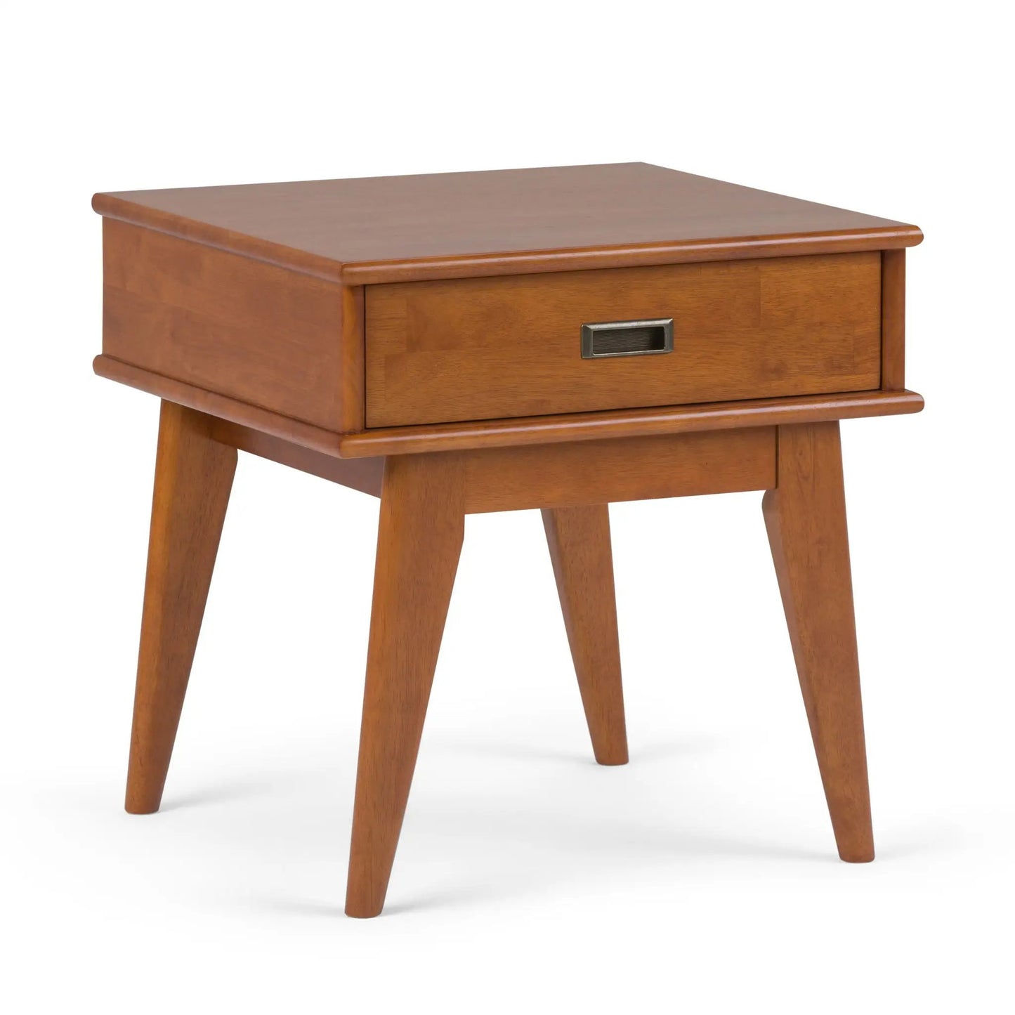 Draper Handcrafted End Table warm walnut finish with single front drawer and metal pull on Tampa Home & Garden Store