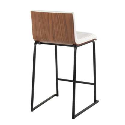 HouseOfZazla contemporary counter stools set of 2 with white tufted cushions and wood veneer backs on Tampa Home & Garden Store
