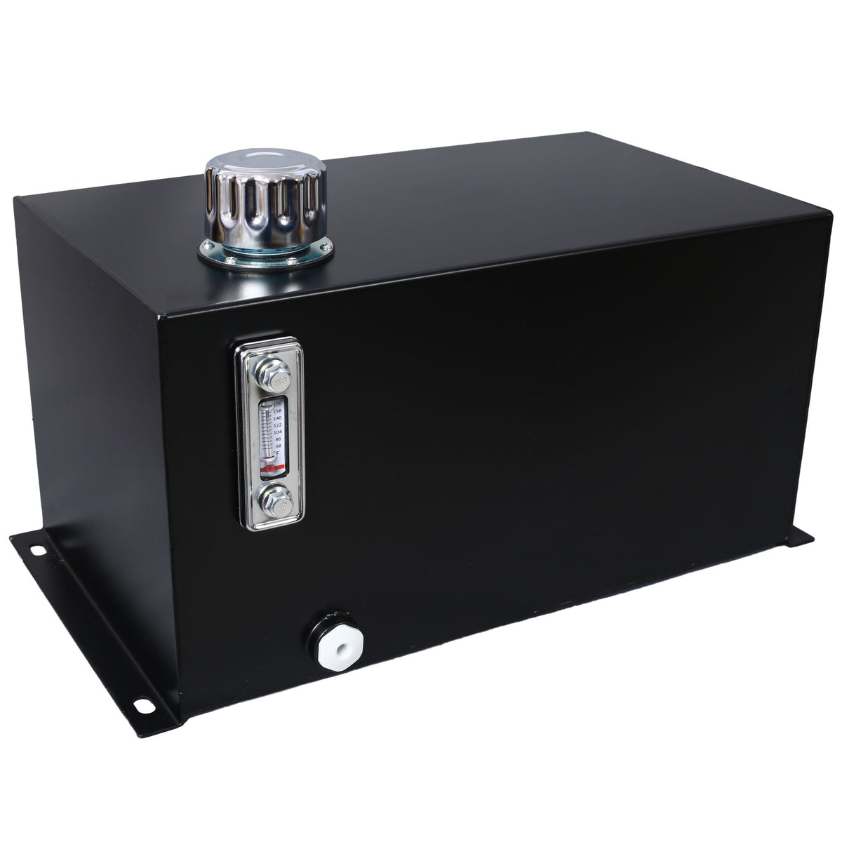 10 gal steel hydraulic fluid tank with chrome breather cap and side gauge, black finish on Tampa Home & Garden Store