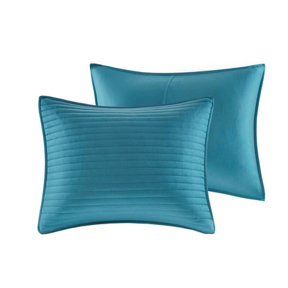 8 Piece Aqua Seersucker Quilt and Comforter Set
