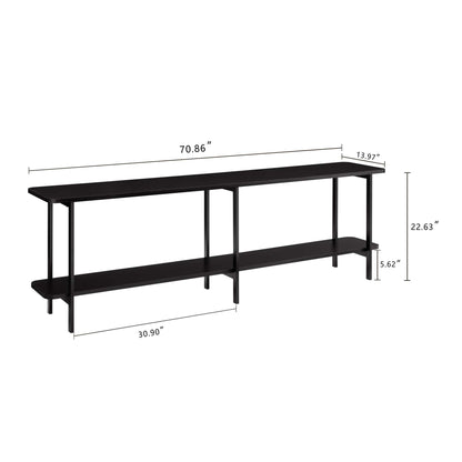 Celine 2-shelf console table in black finish with slim metal frame on Tampa Home & Garden Store