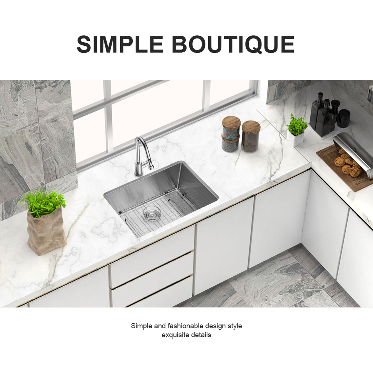 Modern Deep Single Bowl and Stainless Steel Sink