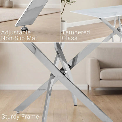 Modern Rectangular Dining Table with Metal Frame