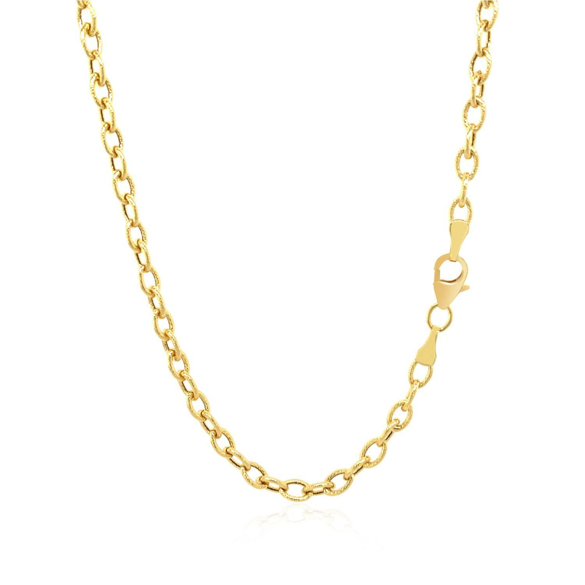14k yellow gold necklace with textured oval links, 3.5mm chain by Bids.com on Tampa Home & Garden Store