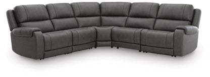 5Z Pittson Power Reclining Sectional sofa in dark gray leather by Unique Piece Furniture on Tampa Home & Garden Store