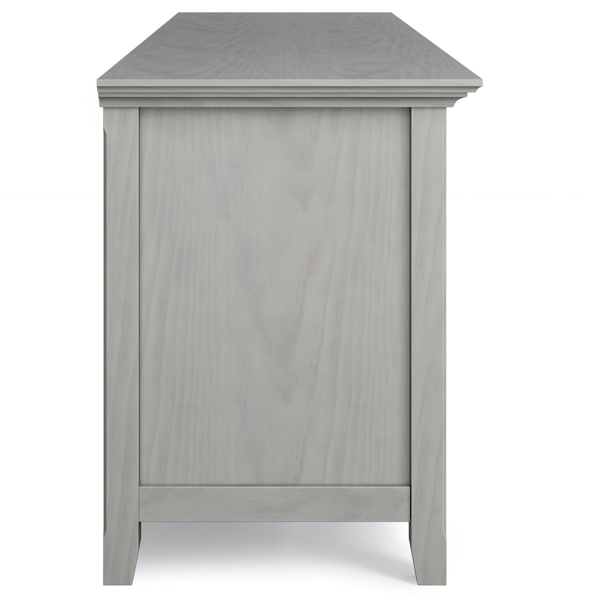 Wide solid-wood TV stand in pale gray with layered edge trim by HouseOfZazla on Tampa Home & Garden Store