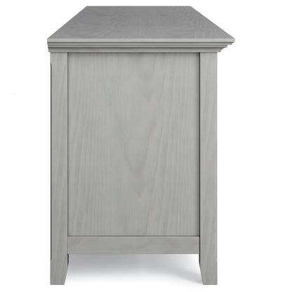 Wide solid-wood TV stand in pale gray with layered edge trim by HouseOfZazla on Tampa Home & Garden Store