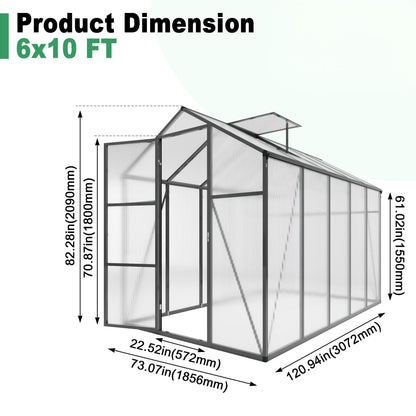 Windproof greenhouse with raised base, black frame and polycarbonate panels by HouseOfZazla on Tampa Home & Garden Store