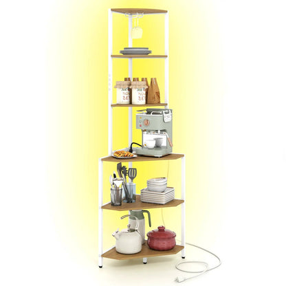 65 Inch Corner Shelf with Charging Station Light