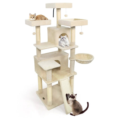 65 Inch Cat Tree Multi Level Perches and Condos