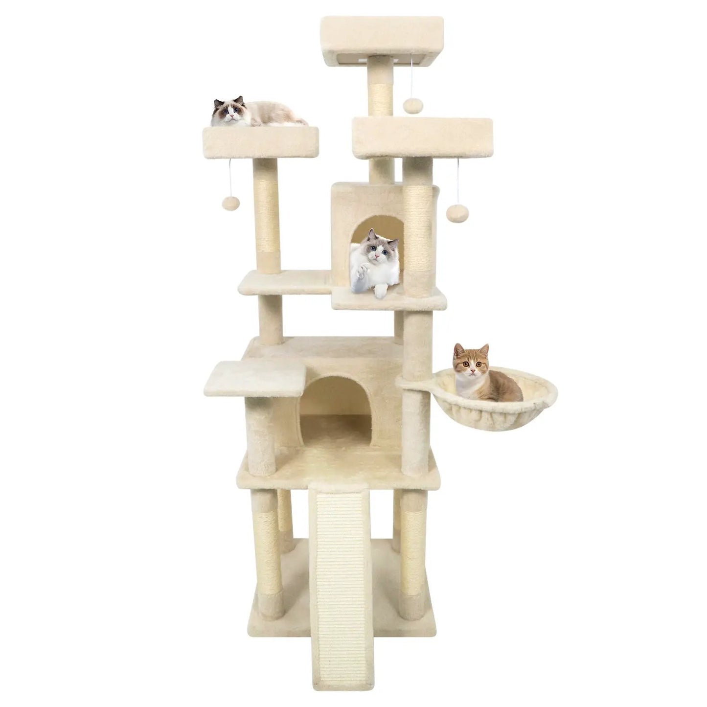 65 Inch Cat Tree Multi Level Perches and Condos