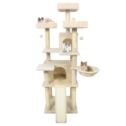 65 Inch Cat Tree Multi Level Perches and Condos