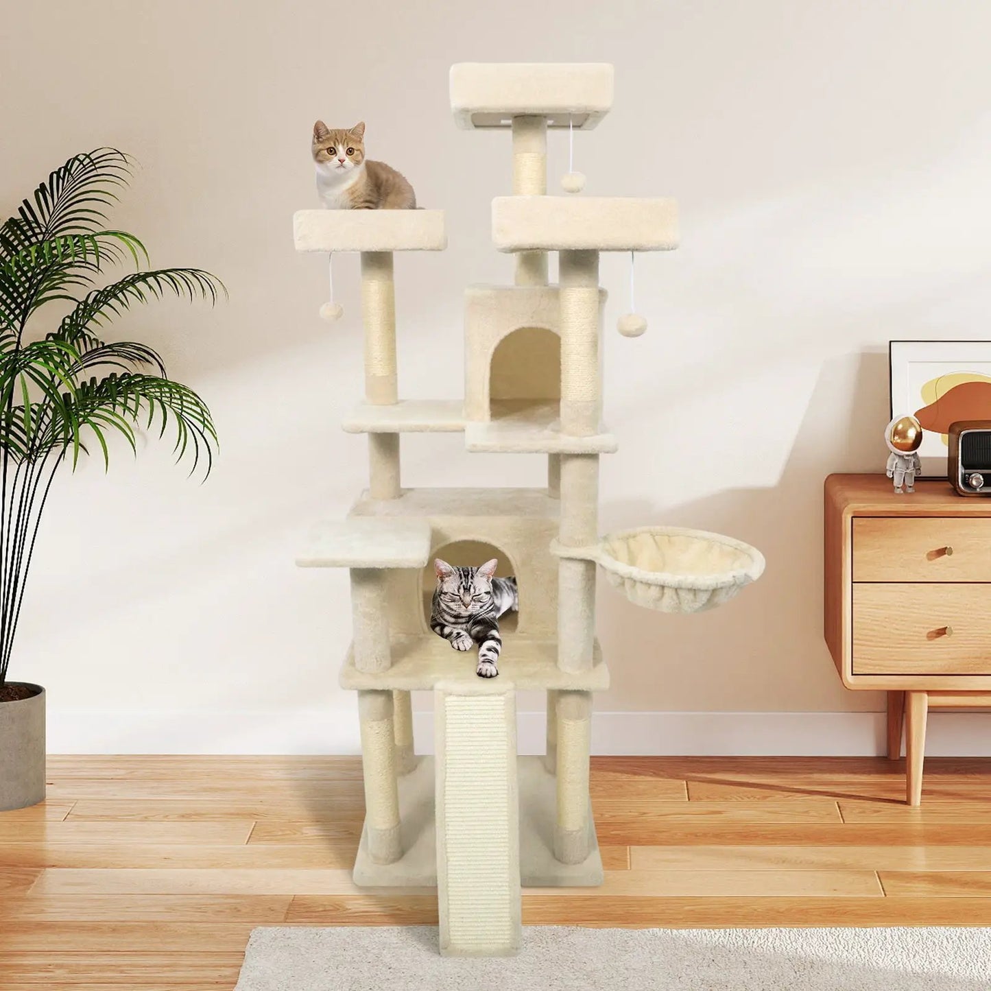 65 Inch Cat Tree Multi Level Perches and Condos