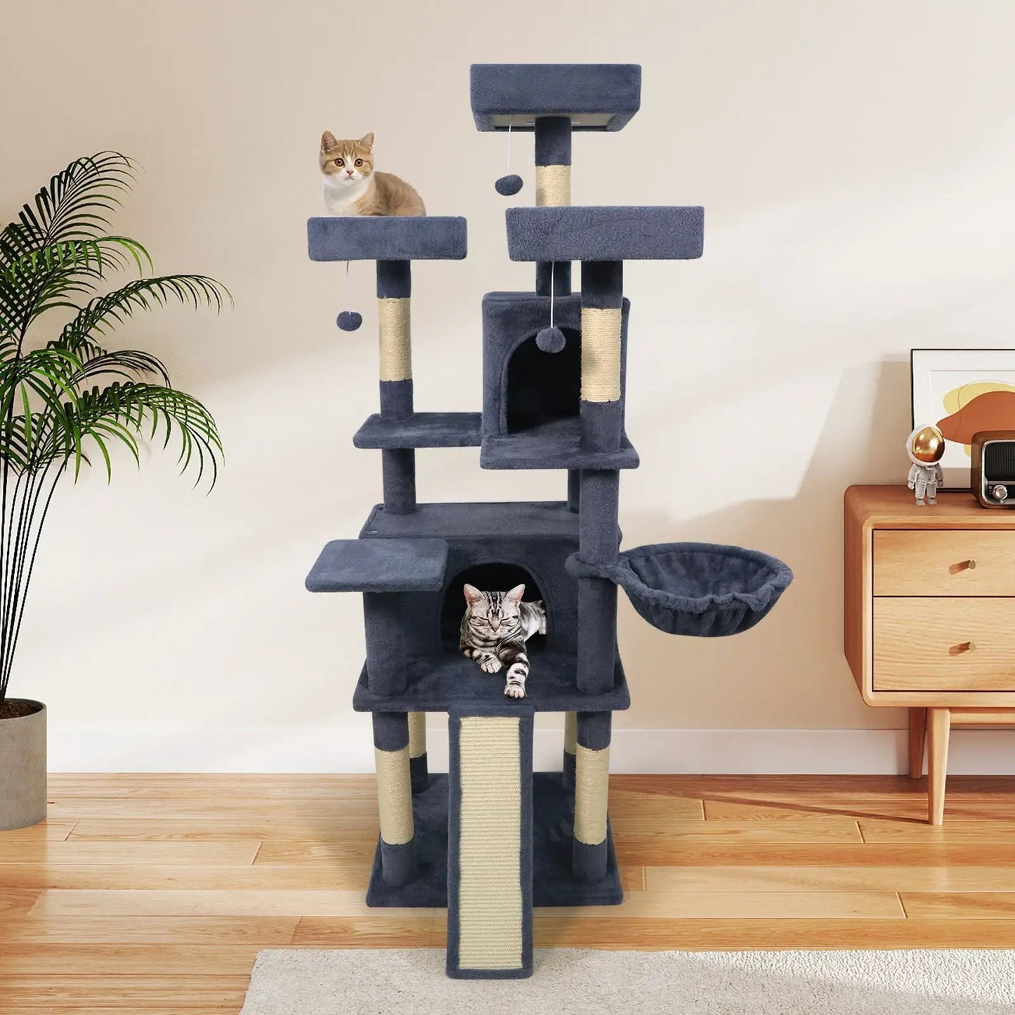 65 Inch Cat Tree Multi Level Perches and Condos