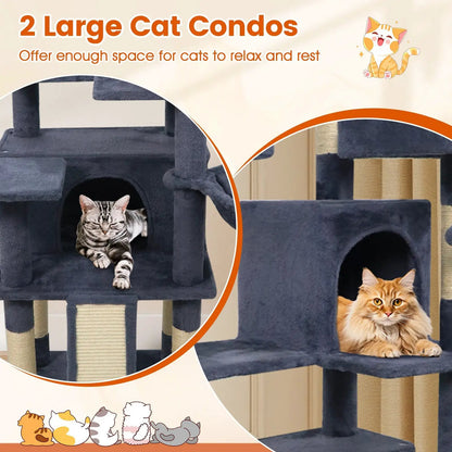 65 Inch Cat Tree Multi Level Perches and Condos