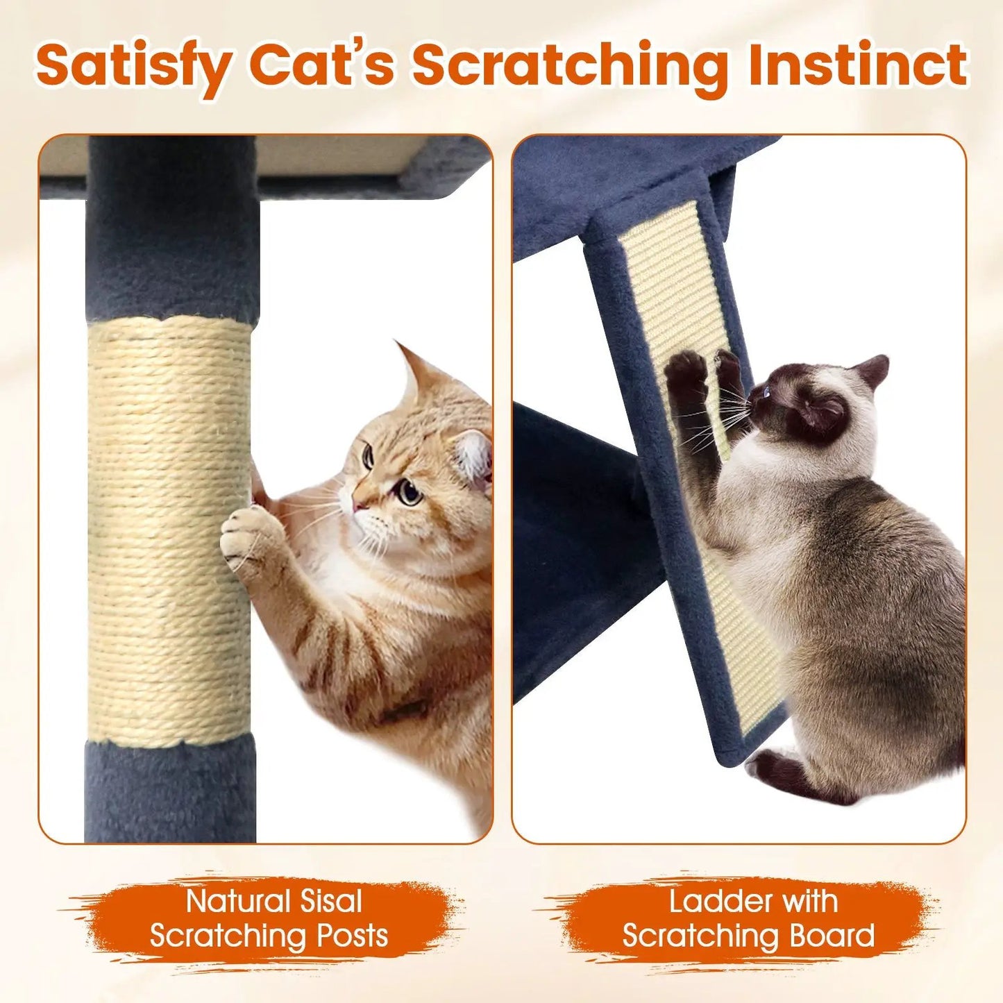 65 Inch Cat Tree Multi Level Perches and Condos
