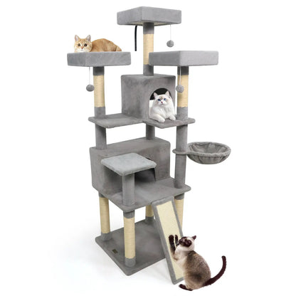 65 Inch Cat Tree Multi Level Perches and Condos