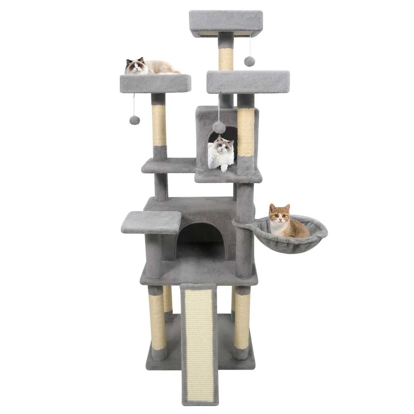 65 Inch Cat Tree Multi Level Perches and Condos