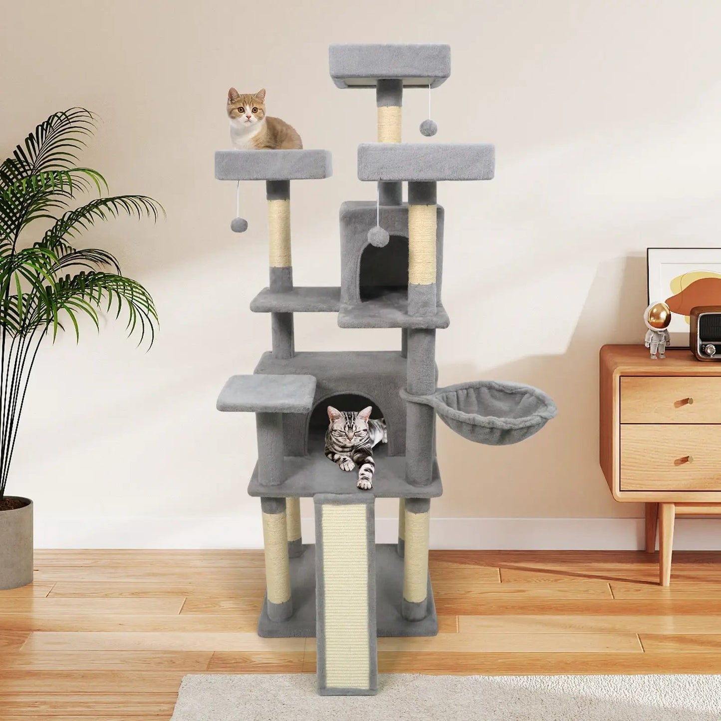 65 Inch Cat Tree Multi Level Perches and Condos