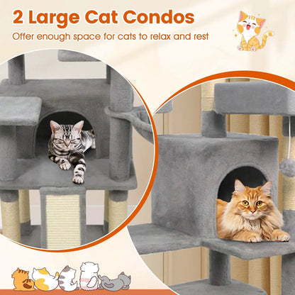 65 Inch Cat Tree Multi Level Perches and Condos