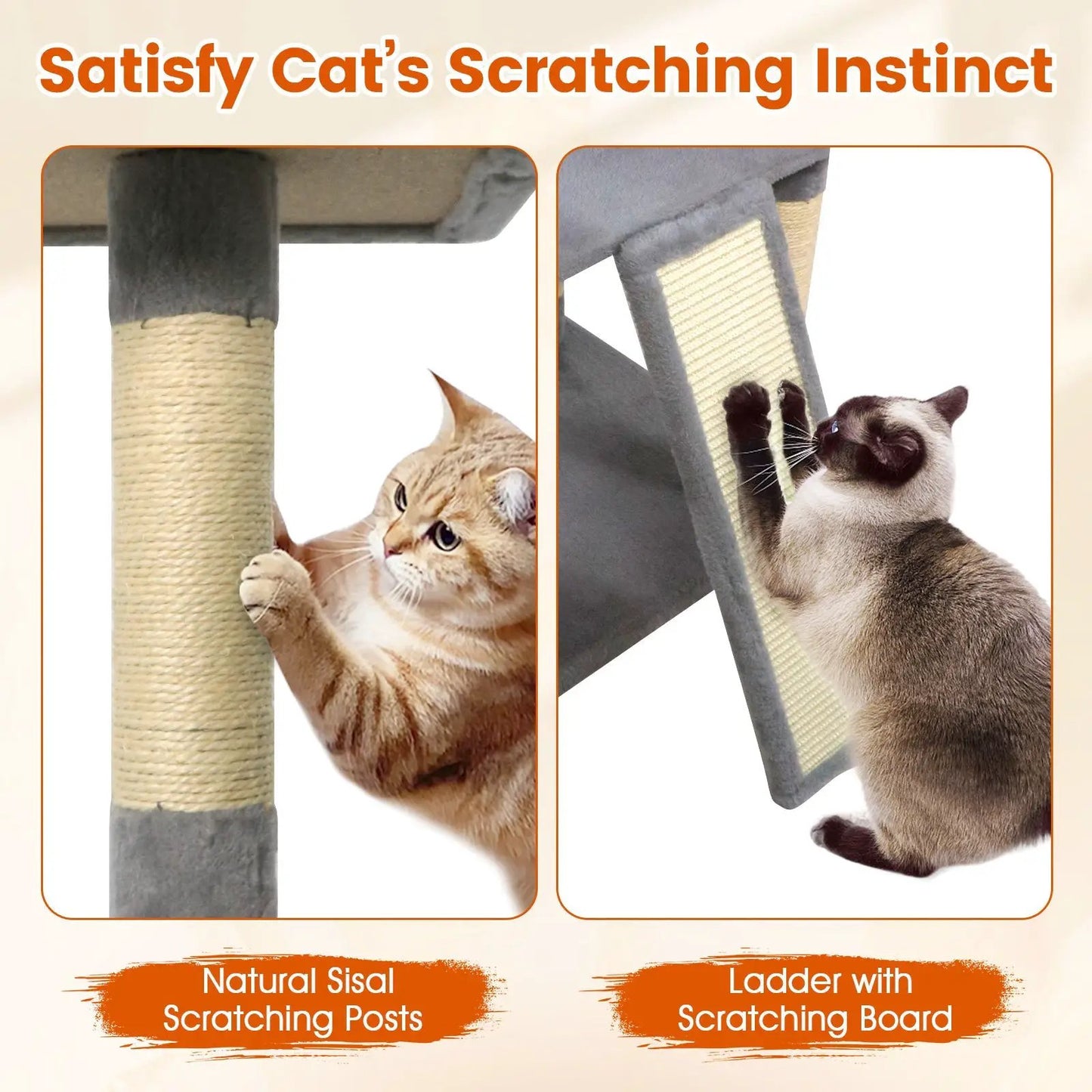 65 Inch Cat Tree Multi Level Perches and Condos