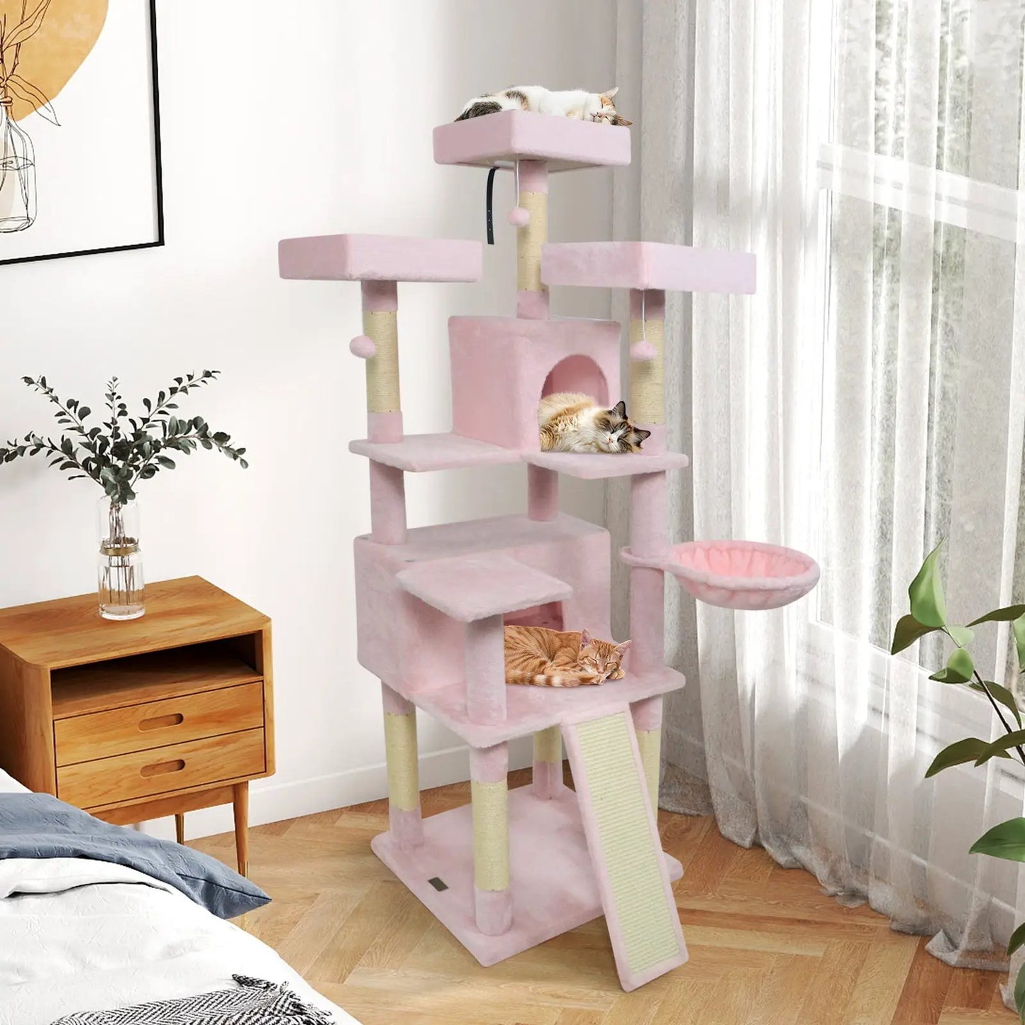 65 Inch Cat Tree Multi Level Perches and Condos