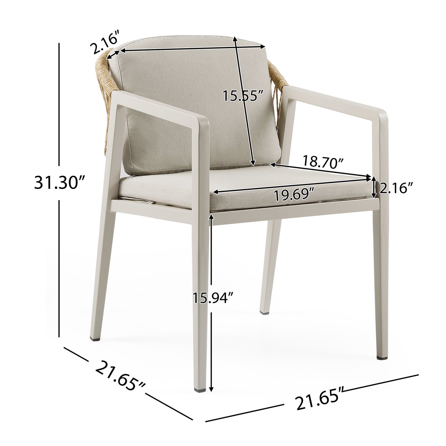 Outdoor Dining Chair Set of Two Woven Rattan