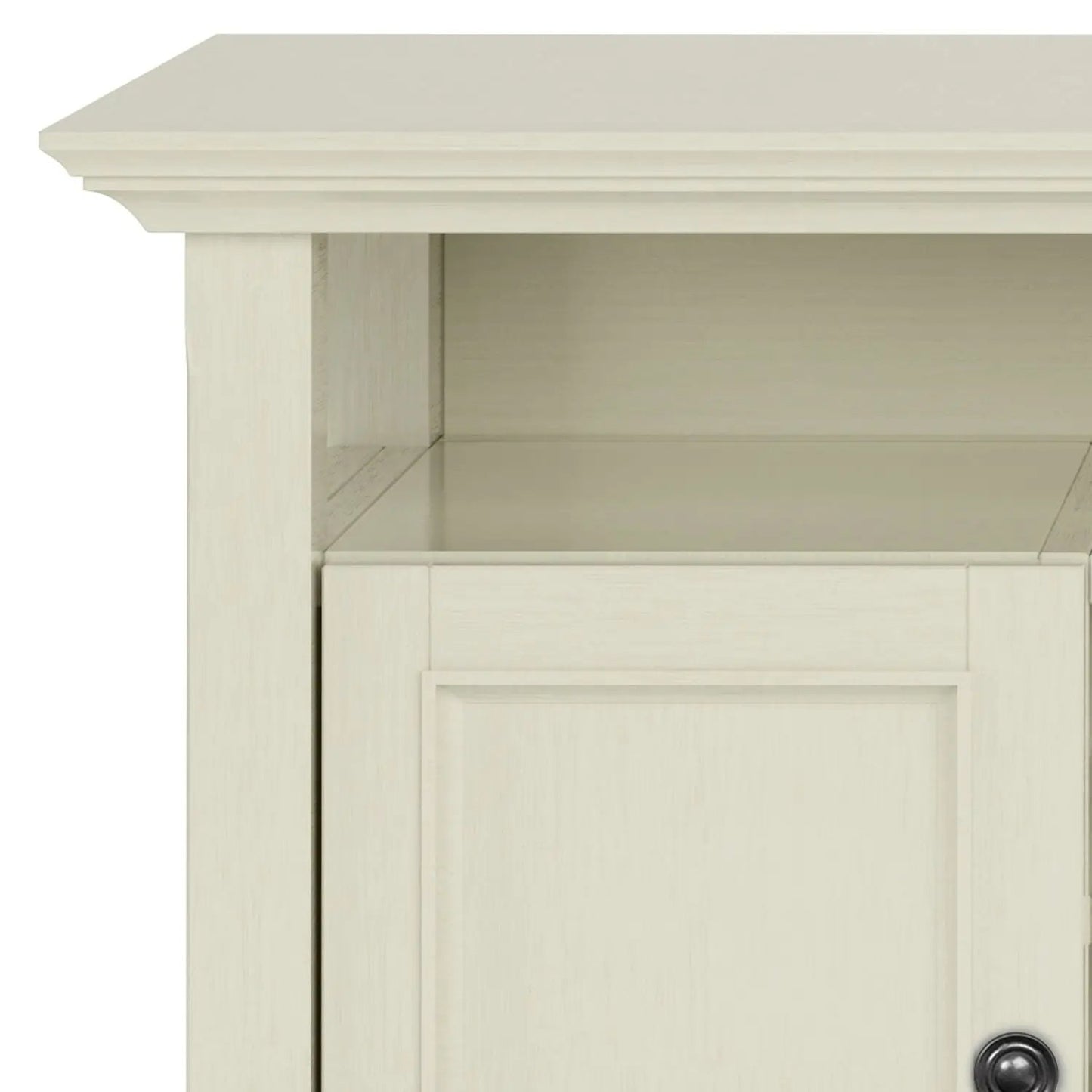 Amherst TV stand handcrafted by Unique Piece Furniture in cream finish with crown molding on Tampa Home & Garden Store