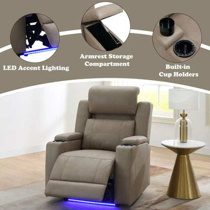 Lugo Power Motion Recliner and Cup Holder Camel