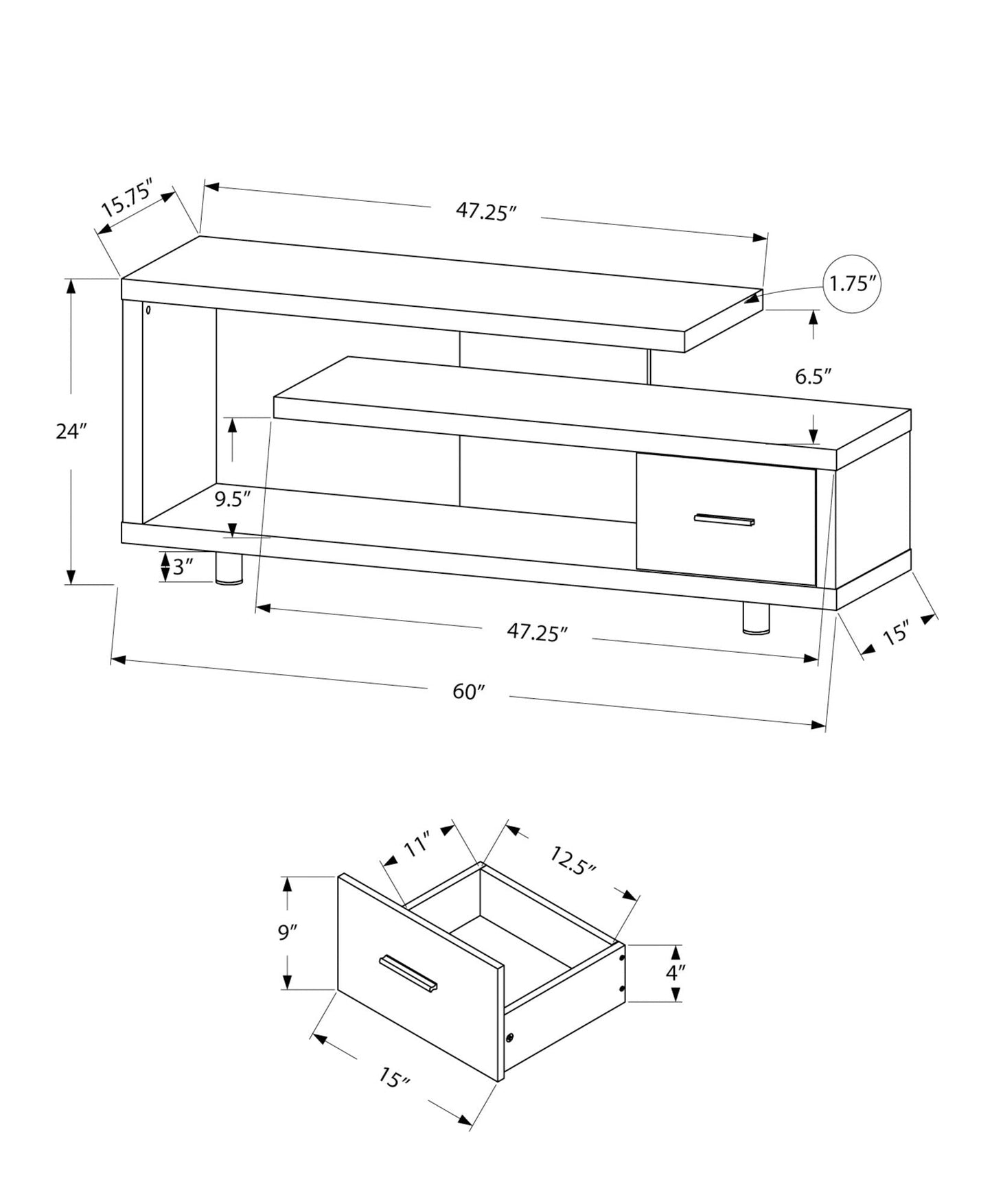 TV Stand Console Entertainment Center by HouseOfZazla with top surface and drawer storage on Tampa Home & Garden Store