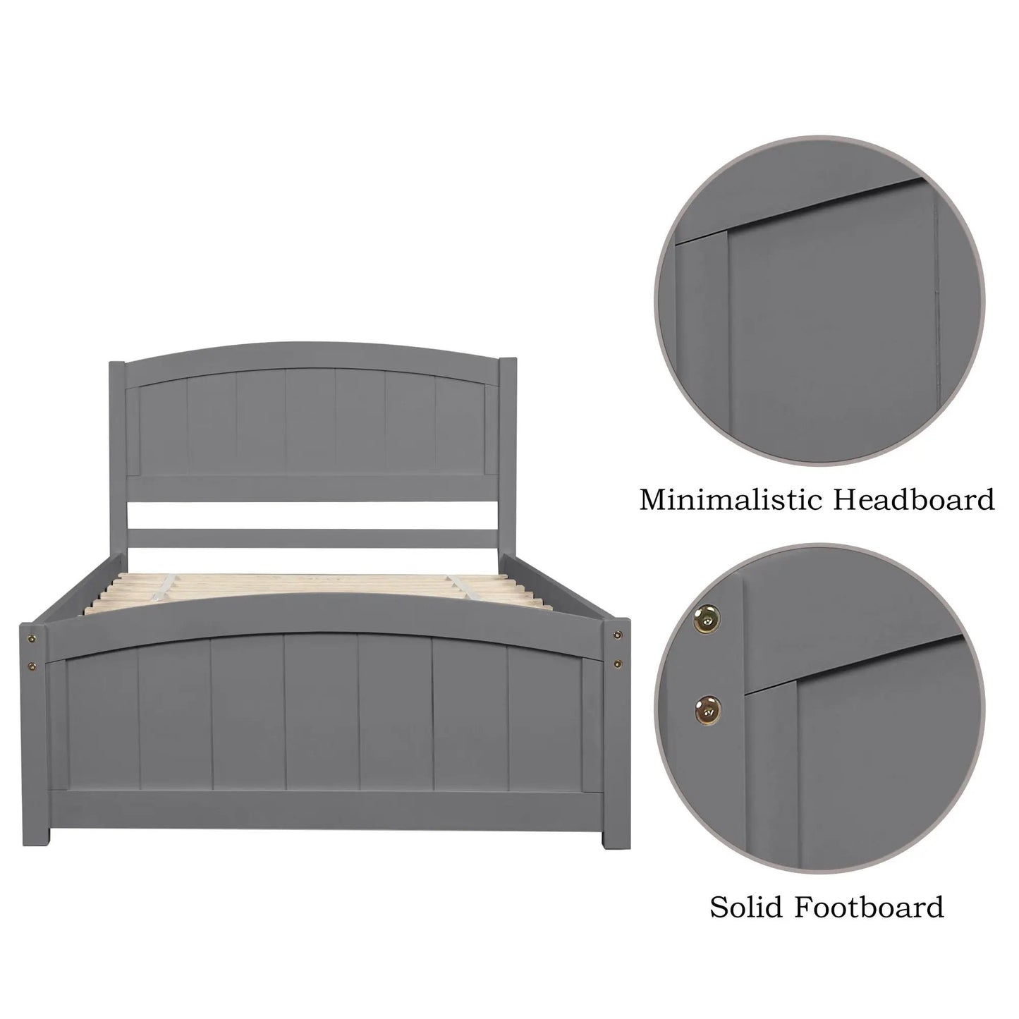 Platform Bed and Headboard With Footboard Slats